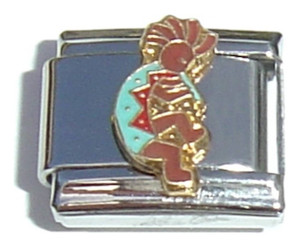 Kokopelli Blue Italian Charm