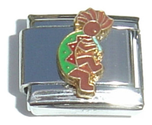 Kokopelli Green Italian Charm