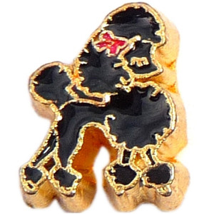 Black Poodle Floating Locket Charm Black Poodle Floating Locket Charm