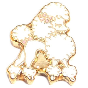 White Poodle Floating Locket Charm White Poodle Floating Locket Charm