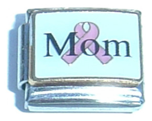 Mom With Pink Ribbon Italian Charm