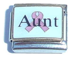 Aunt With Pink Ribbon Italian Charm