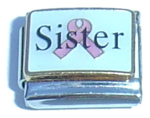 Sister With Pink Ribbon Italian Charm