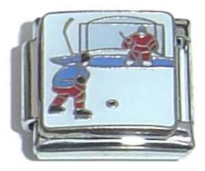 Hockey Player And Goal Tender Italian Charm