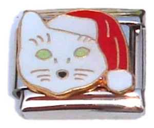 Cat With Santa Hat Italian Charm