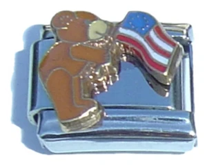 Teddy Bear Holding Flag Italian Charm