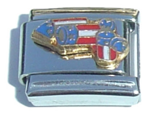 Red White And Blue Fireworks Italian Charm