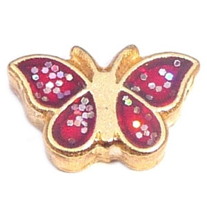 Red Butterfly Floating Locket Charm
