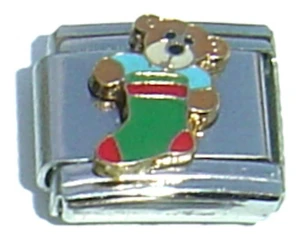 Bear In Stocking Italian Charm