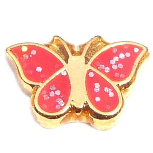 Pink Butterfly Floating Locket Charm Pink Butterfly Floating Locket Charm