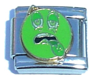 Sick Green Smiley Italian Charm