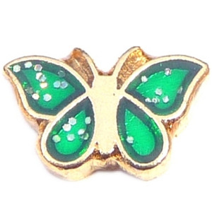Green Butterfly Floating Locket Charm