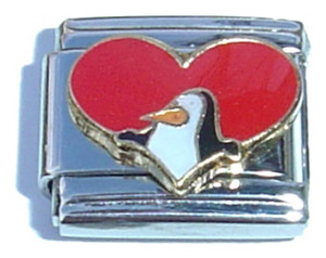 Heart With Penguin Italian Charm Heart With Penguin Italian Charm