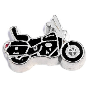 Black Motorcycle Floating Locket Charm Black Motorcycle Floating Locket Charm