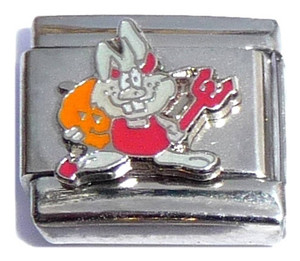 Rabbit With Pitchfork And Pumpkin Italian Charm