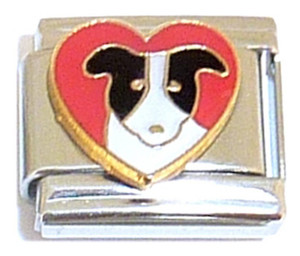 Dog In Red Heart Italian Charm