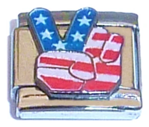 Patriotic Peace Italian Charm