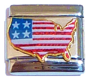 Patriotic US Italian Charm