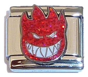 Red Flam Head Glitter Italian Charm