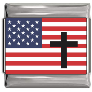 American Flag With Cross Italian Charm