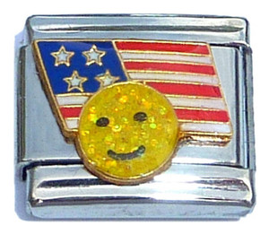 Flag With Smiley Face Italian Charm Flag With Smiley Face Italian Charm