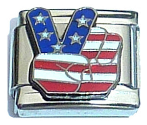Patriotic Peace Hand Italian Charm