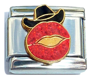 Sparkly Red Lips With Hat Italian Charm Sparkly Red Lips With Hat Italian Charm