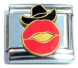 Red Lips With Hat Italian Charm Red Lips With Hat Italian Charm