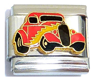 Car Red With Yellow Italian Charm