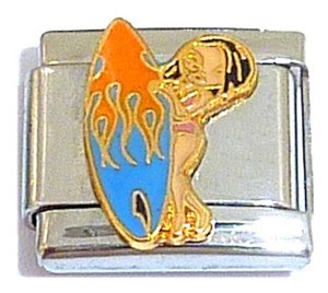 Girl with Surf Board Italian Charm