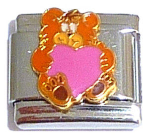 Bear Hugging Heart Italian Charm