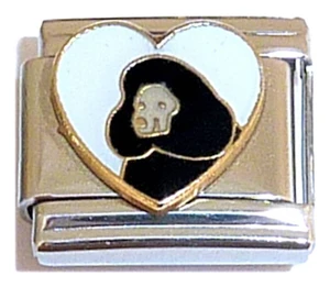 Black Dog In White Heart Italian Charm