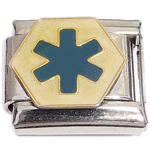 Blue Medical Alert Symbol Italian Charm Blue Medical Alert Symbol Italian Charm