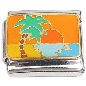 Tropical Palm Tree Sunset Italian Charm Tropical Palm Tree Sunset Italian Charm