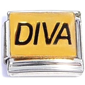 Diva Black Letters Italian Charm Diva Black Letters Italian Charm