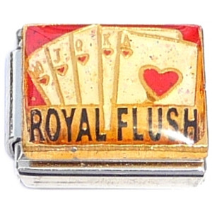 Royal Flush on Red Italian Charm Royal Flush on Red Italian Charm