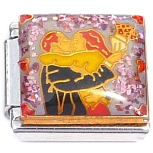 Couple Kissing Glitter Background Italian Charm