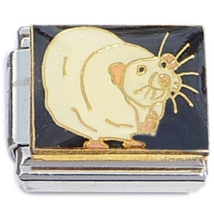 Rodent Mouse or Rat on Black Italian Charm Rodent Mouse or Rat on Black Italian Charm