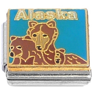 Alaska Bears on Blue Italian Charm