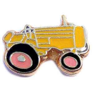Tractor in Yellow Floating Locket Charm Tractor in Yellow Floating Locket Charm