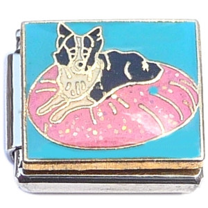 Black and White Dog on Pillow Italian Charm