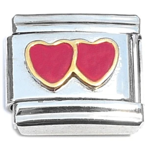 Double Red Heart Italian Charm