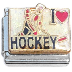 I Love Hockey on White Italian Charm I Love Hockey on White Italian Charm