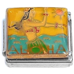 Aloha Ocean Island Woman Italian Charm