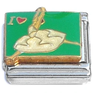 I Love Dance on Green Italian Charm