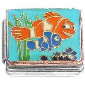 Clownfish Swimming Ocean Fish Italian Charm Clownfish Swimming Ocean Fish Italian Charm