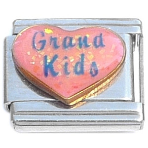 Grandkids Pink Heart Grand Kids Italian Charm Grandkids Pink Heart Grand Kids Italian Charm
