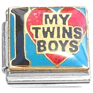 I Love My Twin Boys Red Heart Italian Charm I Love My Twin Boys Red Heart Italian Charm