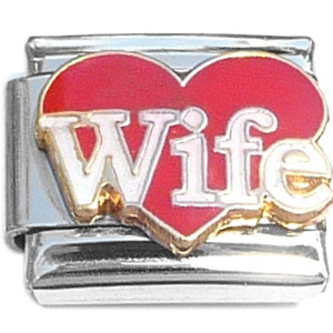 Wife White Letters Red Heart Italian Charm Wife White Letters Red Heart Italian Charm