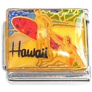 Hawaii Surfer Man and Woman Italian Charm Hawaii Surfer Man and Woman Italian Charm